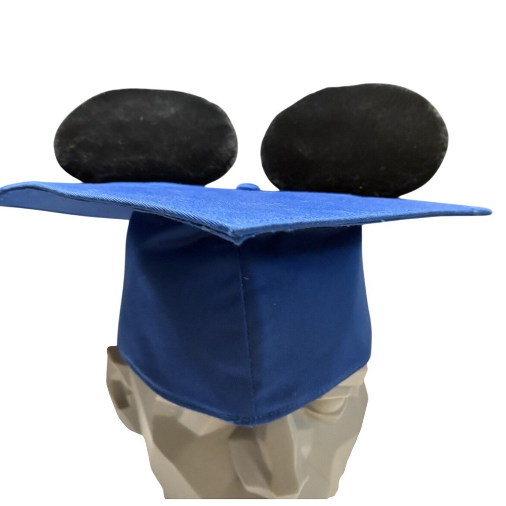 Disney Store Blue Graduation Cap with Mickey Ears Adult Adjustable Hat Class